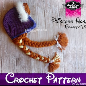 CROCHET PATTERN, Only Bonnet pattern, Princess Anna hat, Anna Hat crochet, Anna inspired costume. (Instant Download)