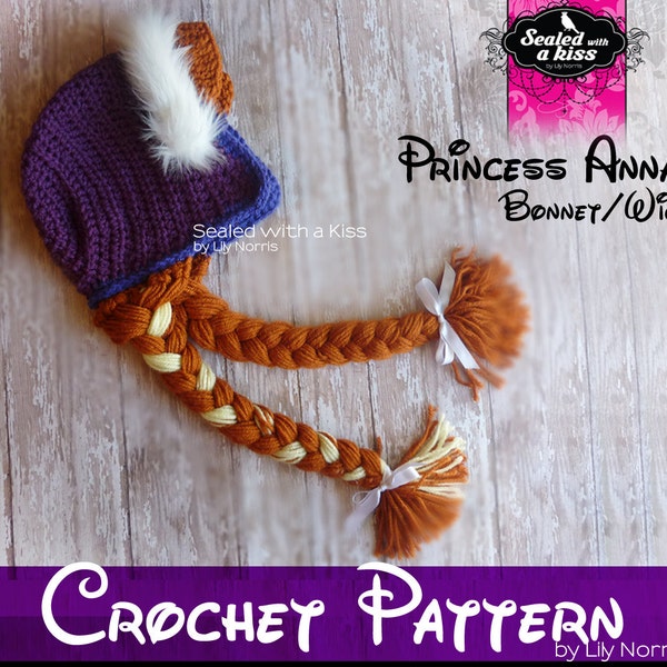 CROCHET PATTERN, Only Bonnet pattern, Princess Anna hat, Anna Hat crochet, Anna inspired costume. (Instant Download)