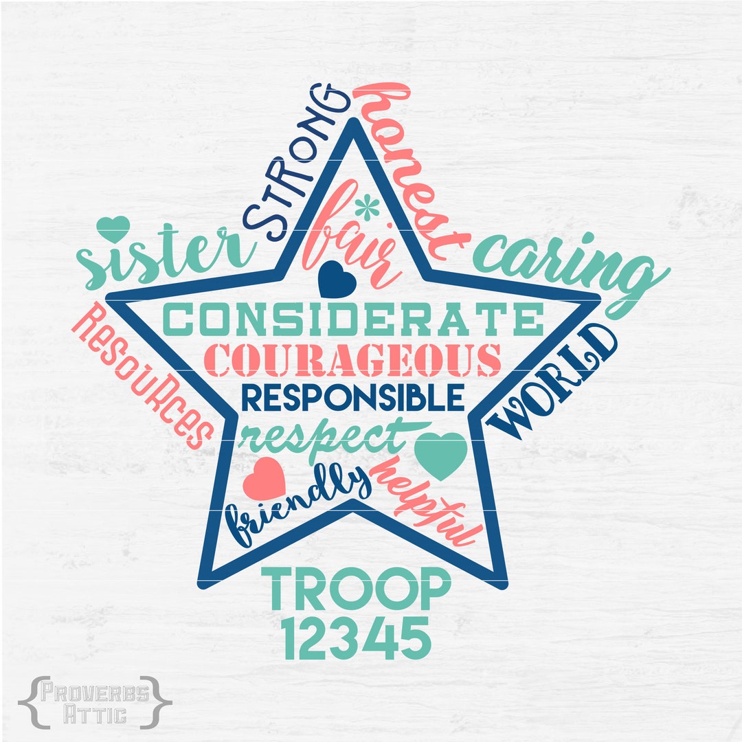 SCOUTS Girl Inspirational STAR With Custom Troop Number for Etsy