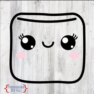 Cute Marshmallow Face for screenprint t-shirt vinyl decal sticker cut printable car Digital Download Svg png eps dxf jpeg