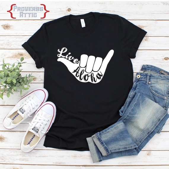 HAWAIIAN SHAKA Live Aloha Hang Loose Sign for Screenprint T-shirt