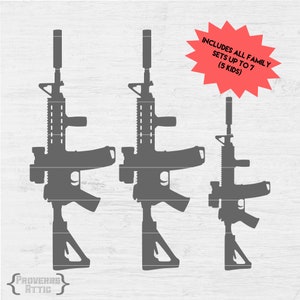 AR-15 famille M4 GUN téléchargement numérique à utiliser pour t-shirt vinyle voiture camion fenêtre sticker signe chapeau chemise impression sérigraphie pistolet Svg png dxf eps