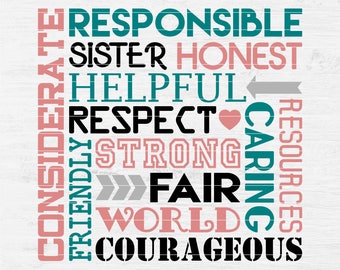 Scouts Girl INSPIRATIONAL Collage Digital File for iron-on, vinyl decal, tshirt, screenprint, printable shirt Digital Files Svg png eps dxf