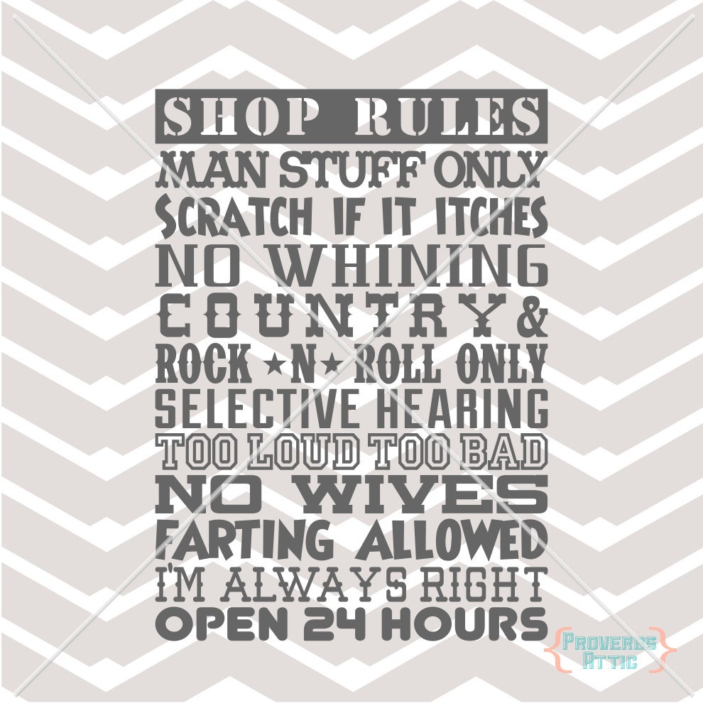 SHOP RULES shop home house man men door wall sign vinyl art Etsy