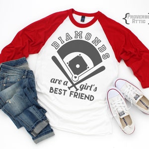 IL file baseball DIAMONDS Girl's Best Friend Sports per t-shirt/ferro-on taglio stampabile in vinile decalcomania Digital Instant Download Svg png dxf eps