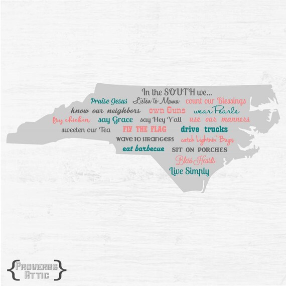 Carolina Del Norte En El Sur Arte De La Pared Calcomania De Etsy