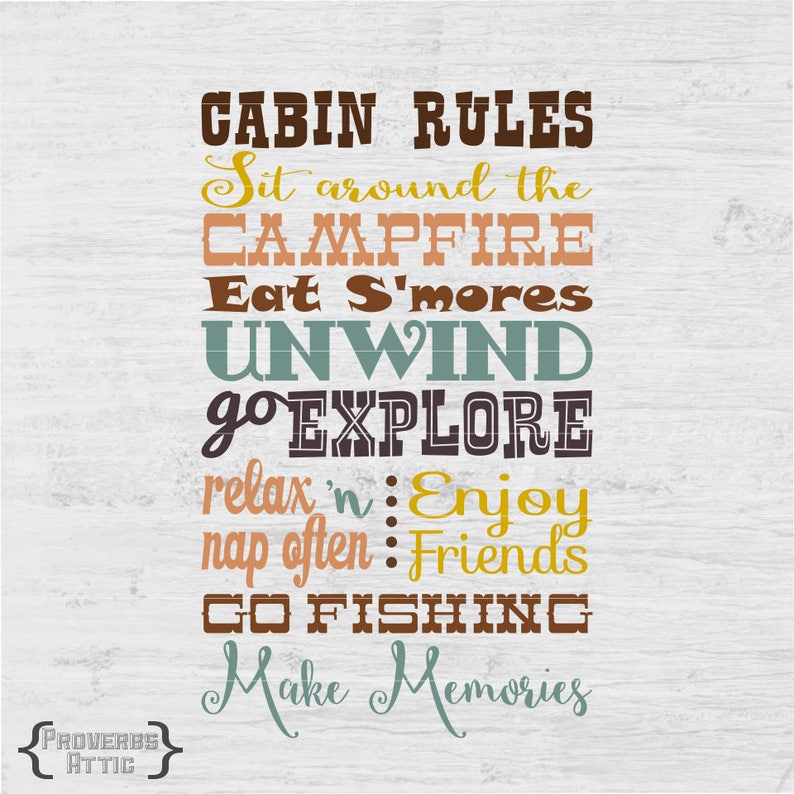 CABIN RULES Campground Camp Camping Vacation Sign Vinyl Art Etsy