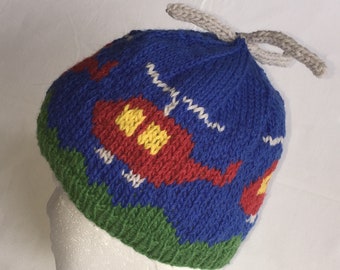 Helicopter Hat Primary Colors Wool Winter Knit Hat
