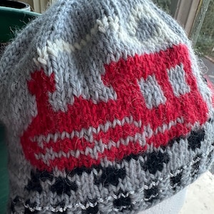 Train & Tracks Hat - Locomotive, Coal Car, Passenger Car, Caboose Original Design