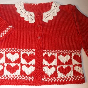 Valentine's Sweater, Matching Girl & American Girl Doll, Hand Knit, Cotton image 2