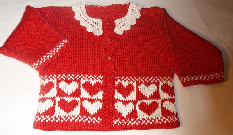 Valentine's Sweater, Matching Girl & American Girl Doll, Hand Knit, Cotton image 2