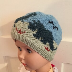 Dinosaurs Stocking Cap, Winter Hat, Beanie Dinos Winter Hat, Hand Knit Color 1