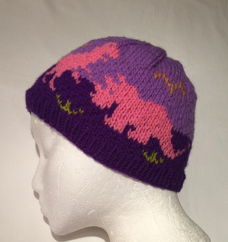Dinosaurs Stocking Cap, Winter Hat, Beanie Dinos Winter Hat, Hand Knit Color 3