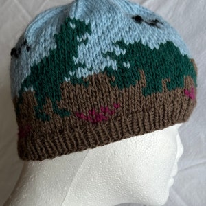 Dinosaurs Stocking Cap, Winter Hat, Beanie Dinos Winter Hat, Hand Knit Color 2