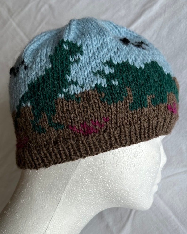 Dinosaurs Stocking Cap, Winter Hat, Beanie Dinos Winter Hat, Hand Knit Color 2