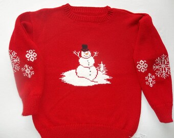 Snowman, Winter Themed Sweater, Custom Design, Handmade