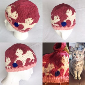 Trot Jump Run Original Design Hand Knit Three Horses Hat