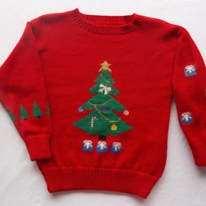 Musical Christmas Tree & Presents Sweater, Custom Design, Handmade, One of a Kind image 3
