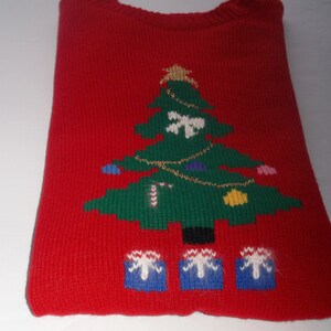 Musical Christmas Tree & Presents Sweater, Custom Design, Handmade, One of a Kind image 5