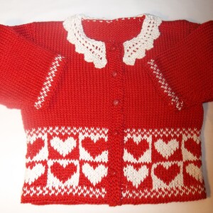 Valentine's Sweater, Matching Girl & American Girl Doll, Hand Knit, Cotton image 4