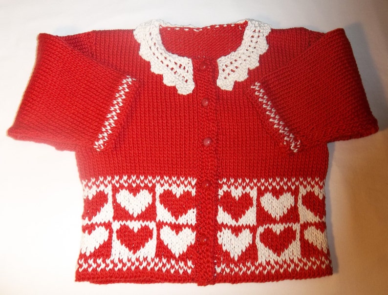 Valentine's Sweater, Matching Girl & American Girl Doll, Hand Knit, Cotton image 4