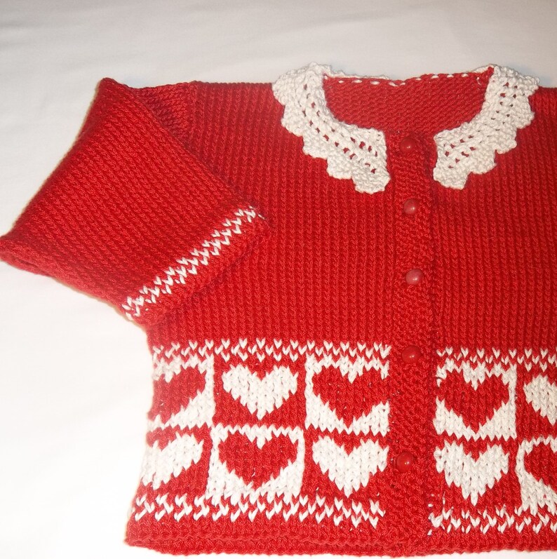 Valentine's Sweater, Matching Girl & American Girl Doll, Hand Knit, Cotton image 5