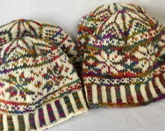 Soft and Warm Stained Glass Snowflakes & Windows Winter Hat Hand Knit