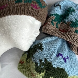 Dinosaurs Stocking Cap, Winter Hat, Beanie Dinos Winter Hat, Hand Knit image 8