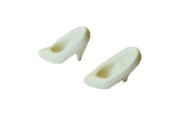 Vintage Mattel, Barbie Doll Shoes, White Pumps, 1990s, High Heels, Superstar Era