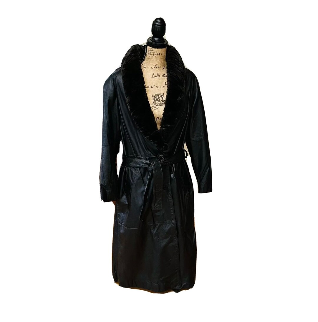 Vintage, Braefair Leather, Coat, Womens Size L, Black, Long , Trench ...