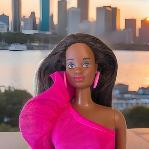 Vintage Christie Black Barbie Doll, Spain Face, Best Buy C332G Pink Dress, Rare Collectible Doll