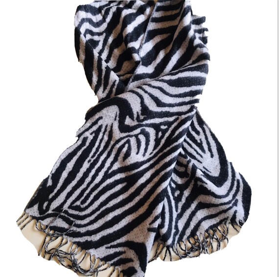 Merona Scarf Vintage Scarf Zebra Print Scarf Flannel Scarf