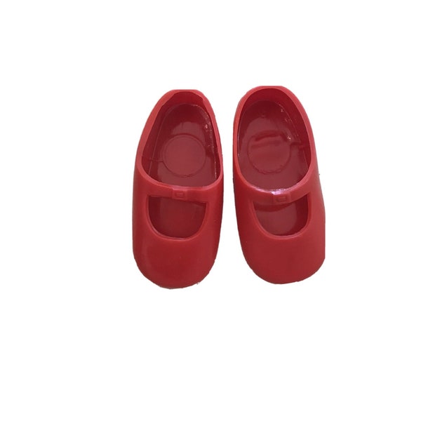 Ideal Shirley Temple Doll Shoes, 1972, Reproduction, Red, Vinyl, Squishy, 16-18 Inch Doll, Crissy