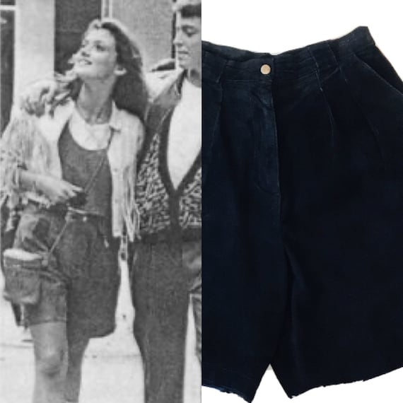 Vintage Leather Shorts, Suede Shorts, High Rise S… - image 1