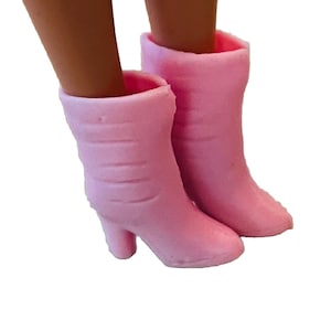 Vintage Mattel Barbie Doll Boots Pink Slouchy High Heel 1980s Style Shoes
