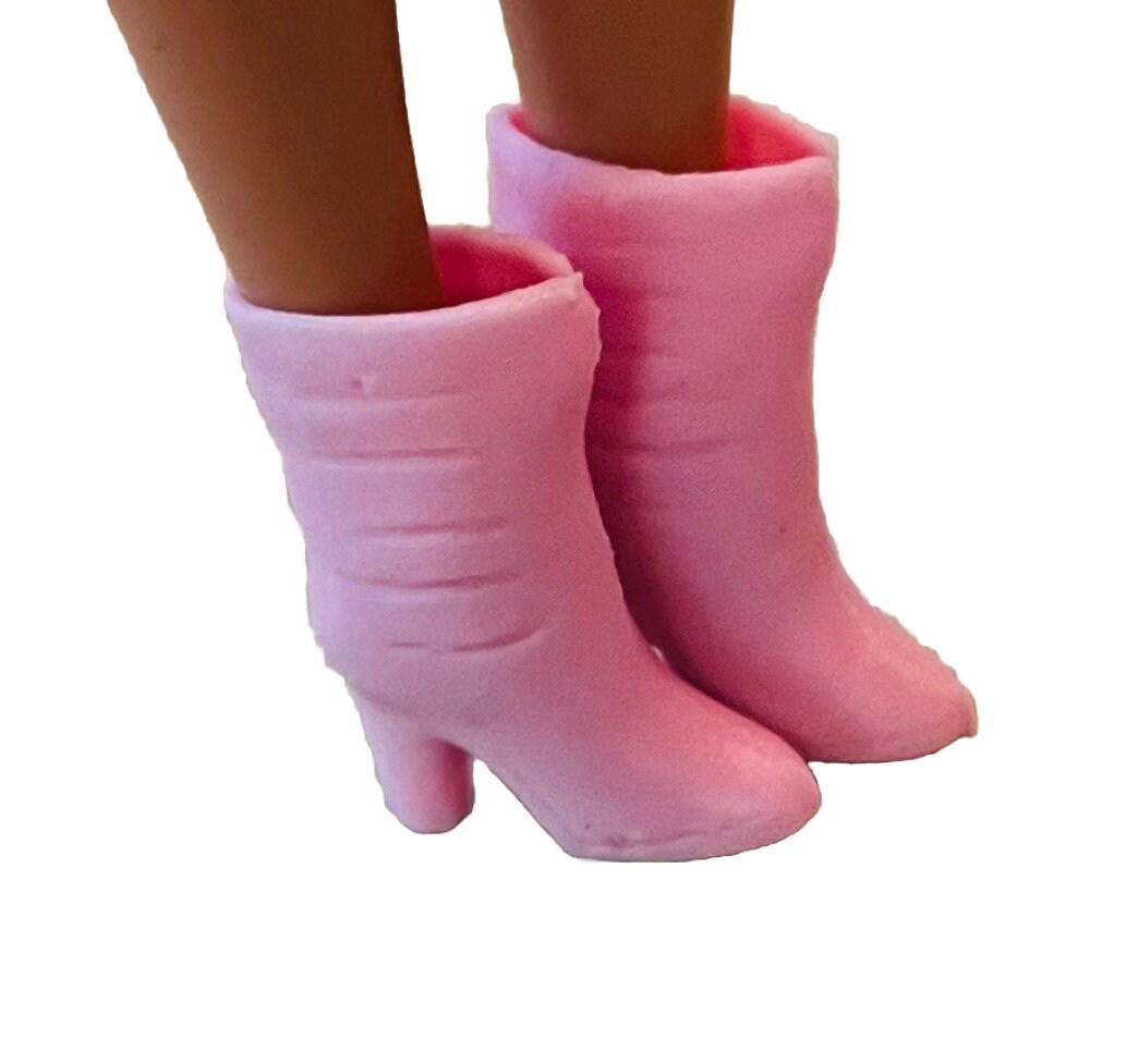 Vintage Mattel Barbie Doll Boots Pink Slouchy High Heel 1980s Style Shoes Etsy