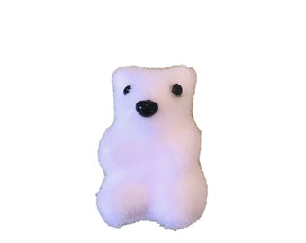Polar Bear, Miniature Polar Bear, Flocked Polar Bear, Vintage Style, Dollhouse, Diorama, Holiday Decorations, Winter, 2.5”