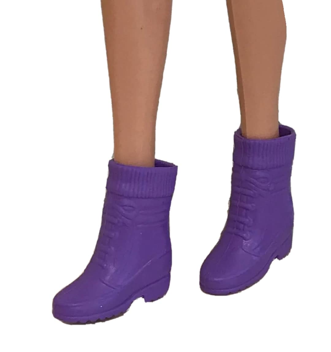 Barbie Doll Shoes, Vintage Mattel, Vintage Barbie, Hiking Boots, Hi Tops, 1980s, Purple, Vinyl