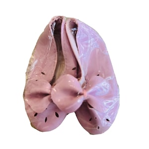 Tallinas, Pink, Doll Shoes, Flats, Cutwork, Bow Tie, Vintage, Deadstock, 1990s , Crissy