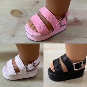 Tallinas Doll Shoes, Sandals, Fits 18 Inch, American Girl, Vintage, Deadstock, Pink, White, Black