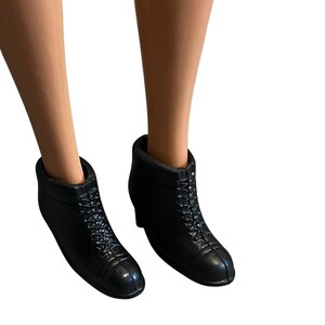 Vintage Fashion Doll Ankle Boots Fits Barbie & Similar Dolls High Heel Black 90s