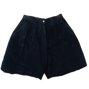Vintage Leather Shorts, Suede Shorts, High Rise Shorts, Juniors Size 9/10, Sloane Ferris Bueller Style, Black Suede