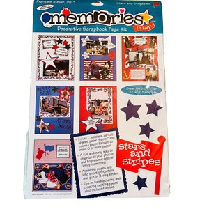Frances Meyer, Memories To Keep, Stars and Stripes, Scrapbook Kit, Vintage Deadstock, 1990s, 12x12, 8.5 x 11, Photo Album, Patriotic
