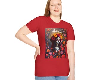 Día de los Muertos T-Shirt: Floral Sugar Skull Unisex Tee