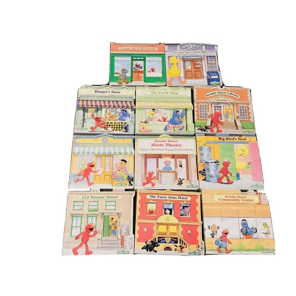 Elmos Neighborhood 123 Sesame Street Set Of 11 Board Books Vintage 90s Buildings