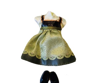 Disney Animators, 5 inch Doll Clothes, Frozen, Anna, Dress, Shoes, Nordic Outfit, Rare