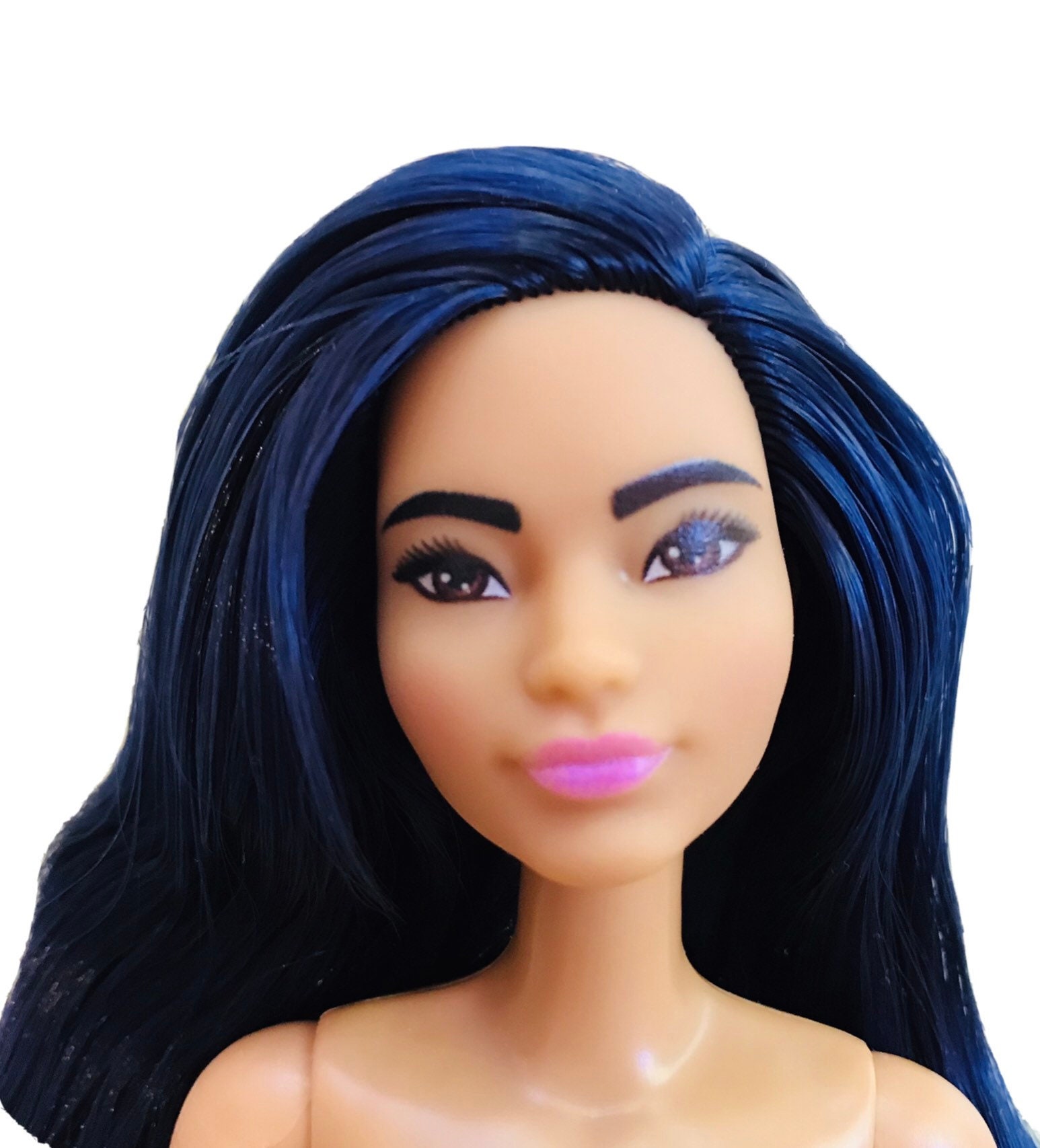Barbie 143, Barbie Doll, Nude to Dress, Tan Skin, Blue Hair, Flat Feet,  Brown Eyes, for Custom, 2015, Asian, Hispanic - Etsy
