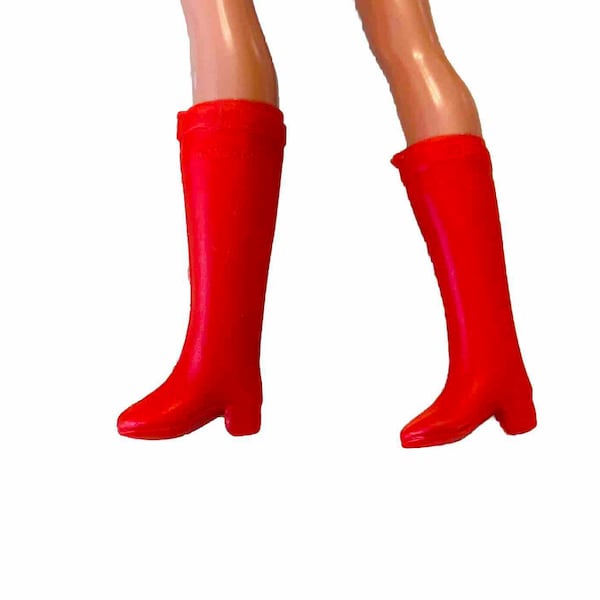 Vintage Fashion Doll Boots High Heel Red 1960s-70s GoGo Mod Fits Barbie