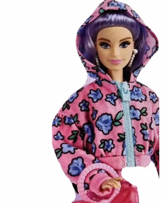 Barbie Extra Floral Ponytail Doll Hoodie Jacket Full Zip Pink Blue Mattel HDJ38 9 Etsy