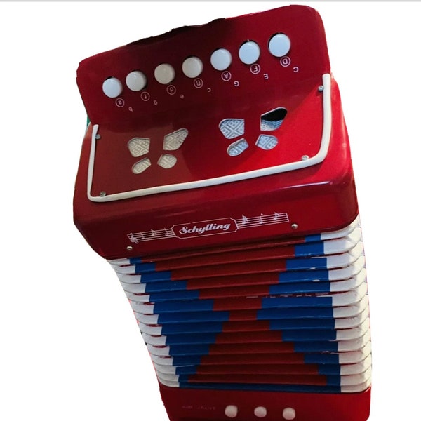 Kids Accordion, Schylling Accordion, Mini Accordion, Musical Instrument, Child Size, Vintage, Red